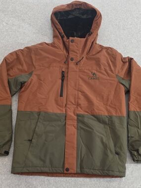 Camel Two-Tone Rust & Olive Hooded Winter Jacket